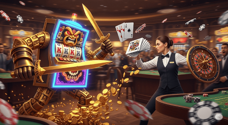 La Batalla del Casino Online: Máquinas Tragamonedas vs. Casino en Vivo