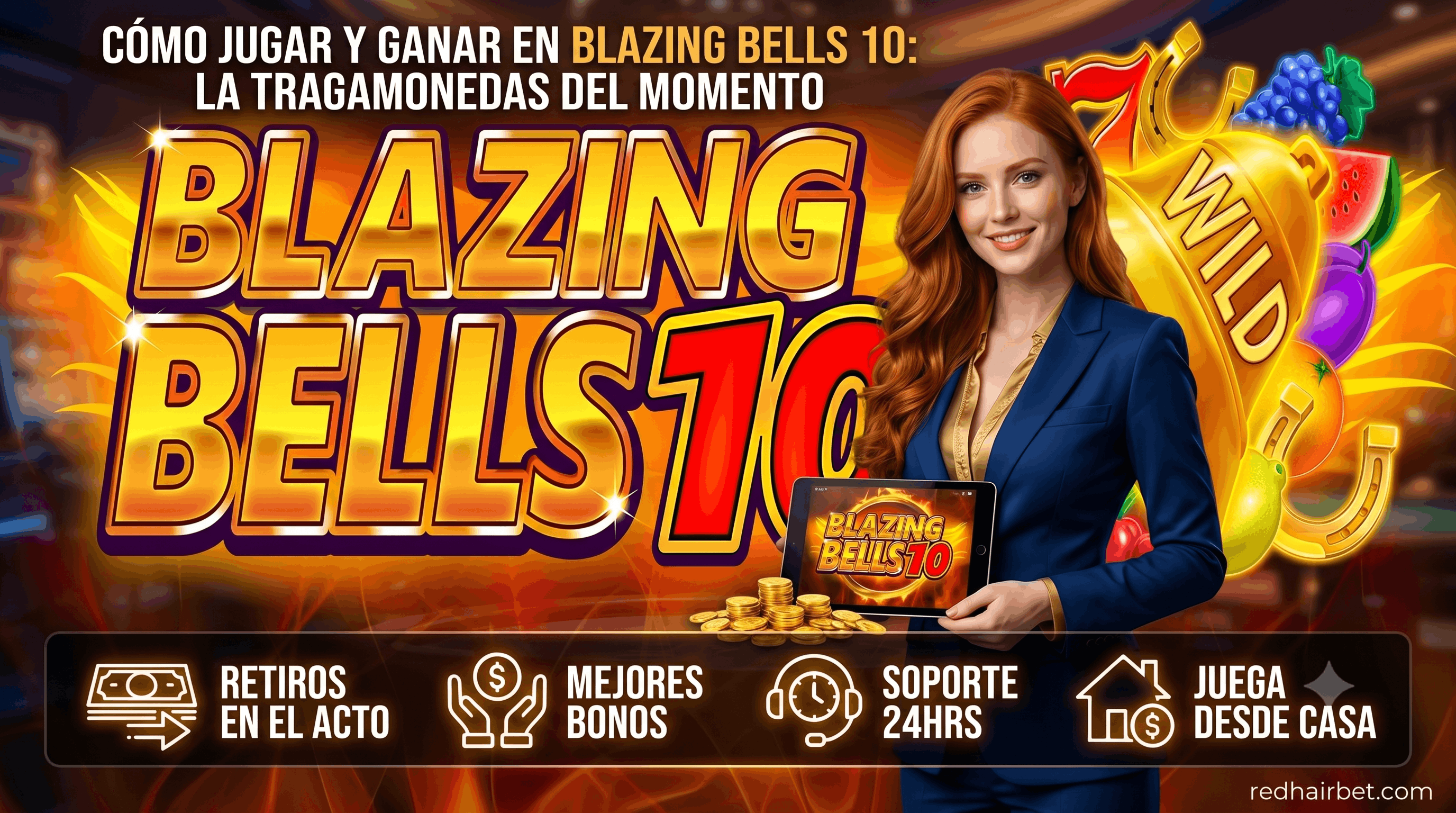 Cómo jugar y ganar en Blazing Bells 10: La tragamonedas del momento en Redhairbet